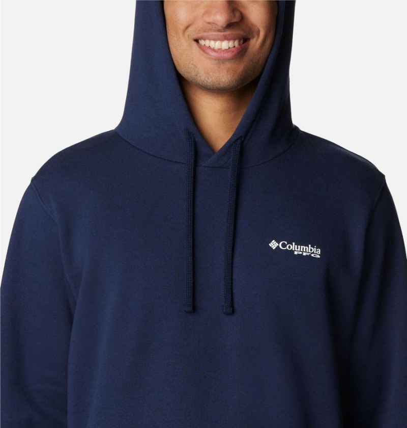 Columbia PFG Sleeve II Graphic Men's Hoodie Navy | AZEWPQ-314