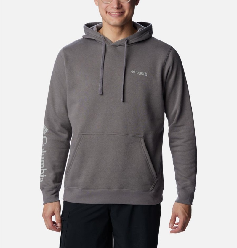 Columbia PFG Sleeve II Graphic Men\'s Hoodie Grey | LJQIMK-391