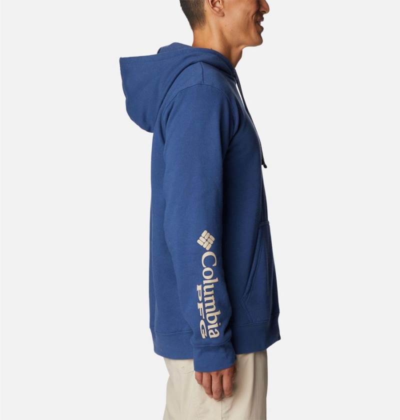 Columbia PFG Sleeve II Graphic Men's Hoodie Blue | IMHWFS-573