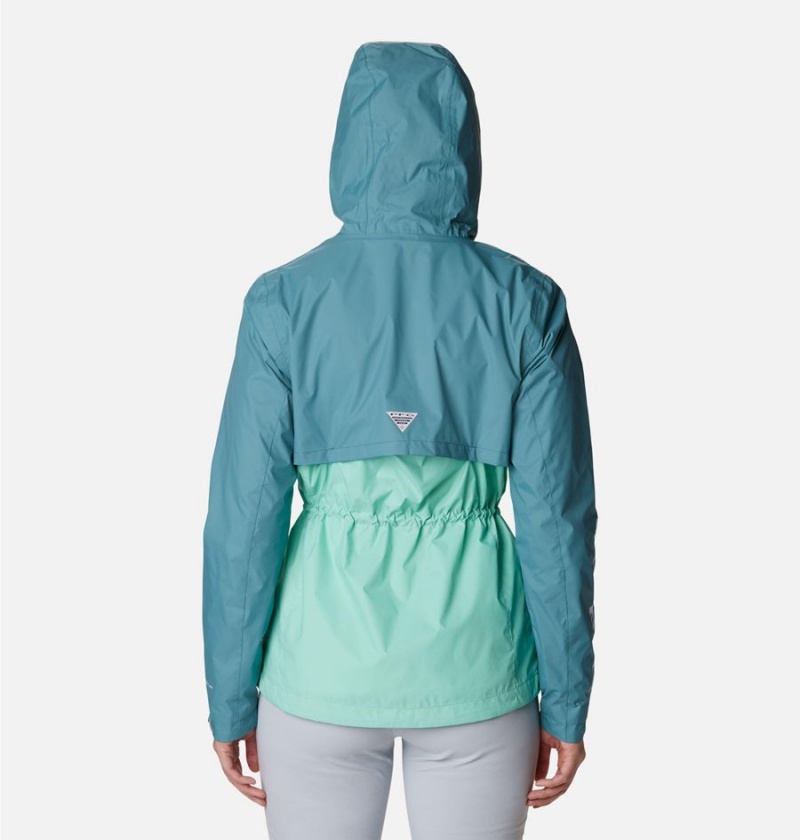Columbia PFG Storm Women's Rain Jacket Turquoise | BVIUQR-478