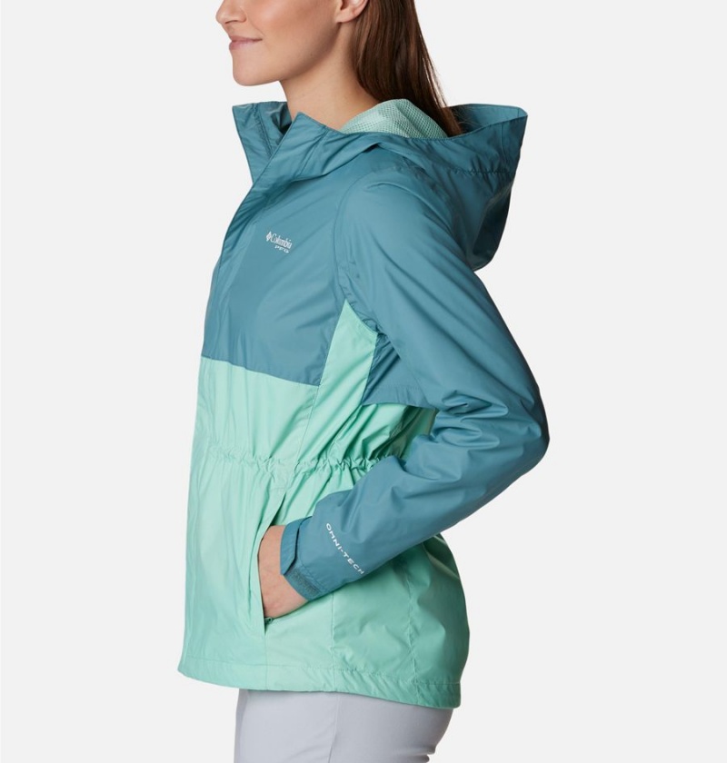Columbia PFG Storm Women's Rain Jacket Turquoise | BVIUQR-478