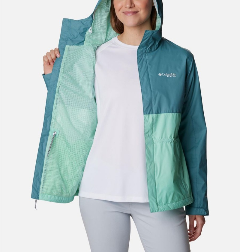 Columbia PFG Storm Women's Rain Jacket Turquoise | BVIUQR-478