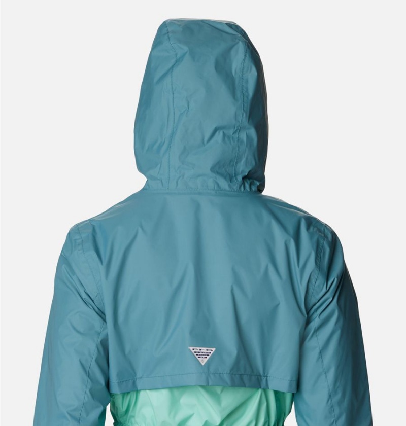 Columbia PFG Storm Women's Rain Jacket Turquoise | BVIUQR-478