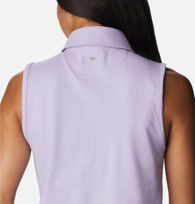 Columbia PFG Sun Drifter Sleeveless Polo Women's Tank Top Purple | QJTNMI-493