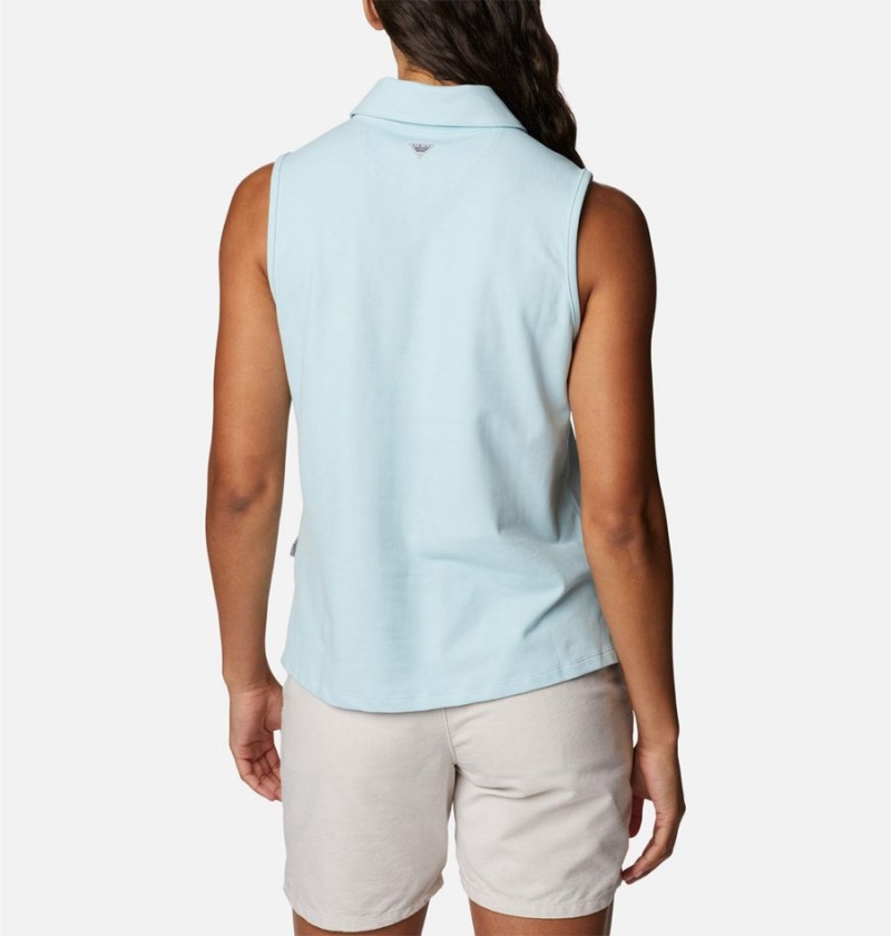 Columbia PFG Sun Drifter Sleeveless Polo Women's Tank Top Blue | NCEILV-782