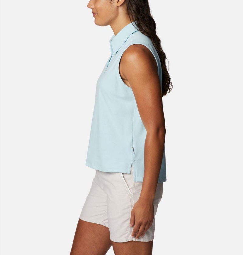 Columbia PFG Sun Drifter Sleeveless Polo Women's Tank Top Blue | NCEILV-782