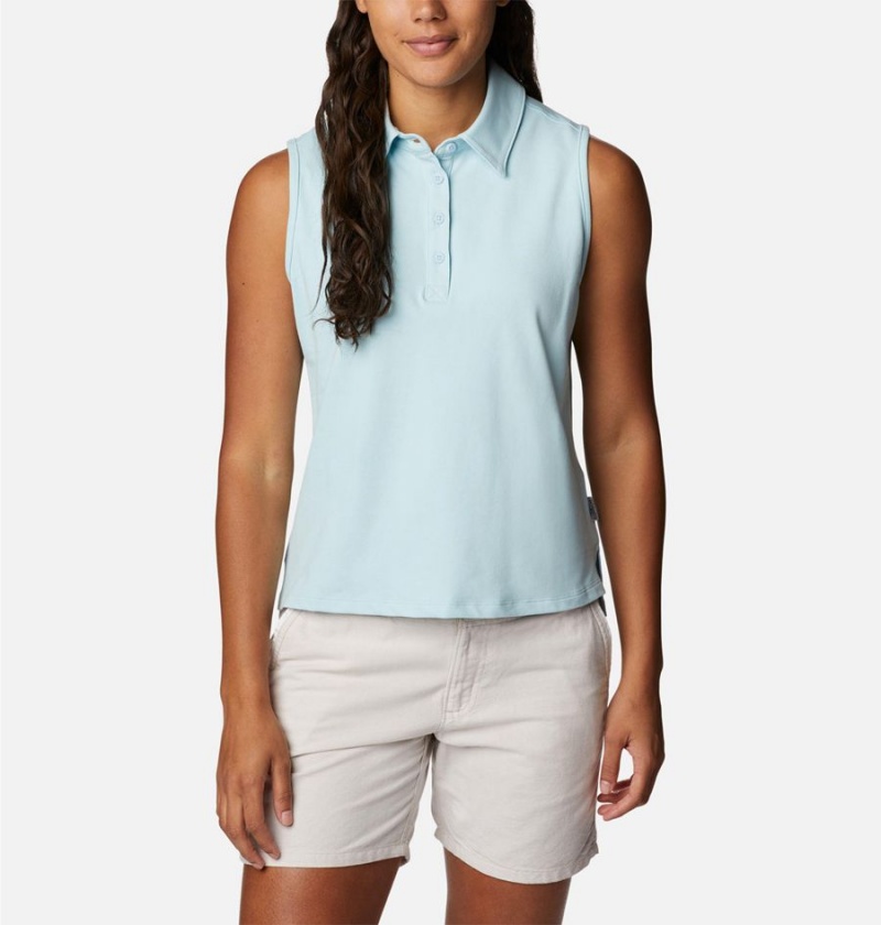 Columbia PFG Sun Drifter Sleeveless Polo Women\'s Tank Top Blue | NCEILV-782