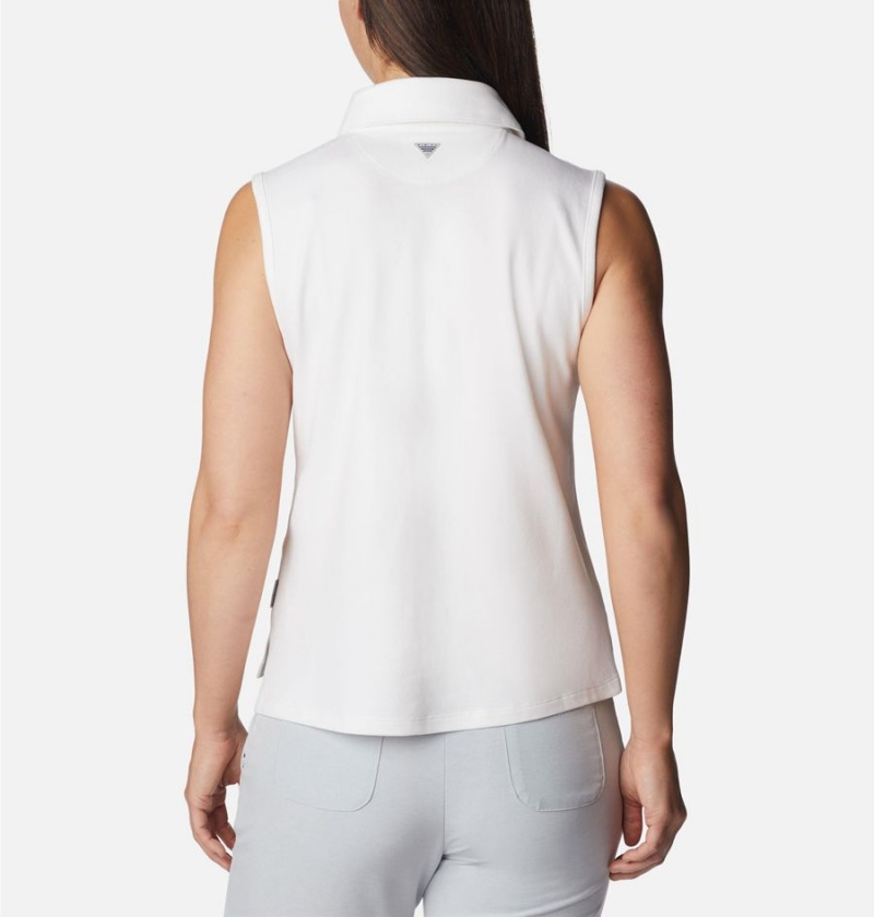 Columbia PFG Sun Drifter Sleeveless Polo Women's Tank Top White | ATQKLR-483