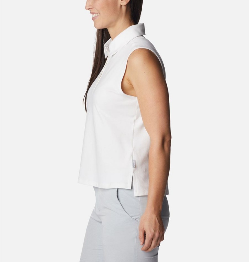 Columbia PFG Sun Drifter Sleeveless Polo Women's Tank Top White | ATQKLR-483