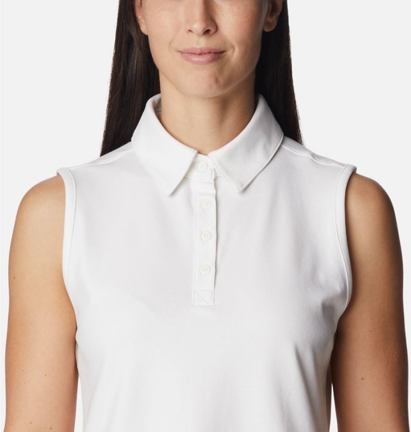 Columbia PFG Sun Drifter Sleeveless Polo Women's Tank Top White | ATQKLR-483