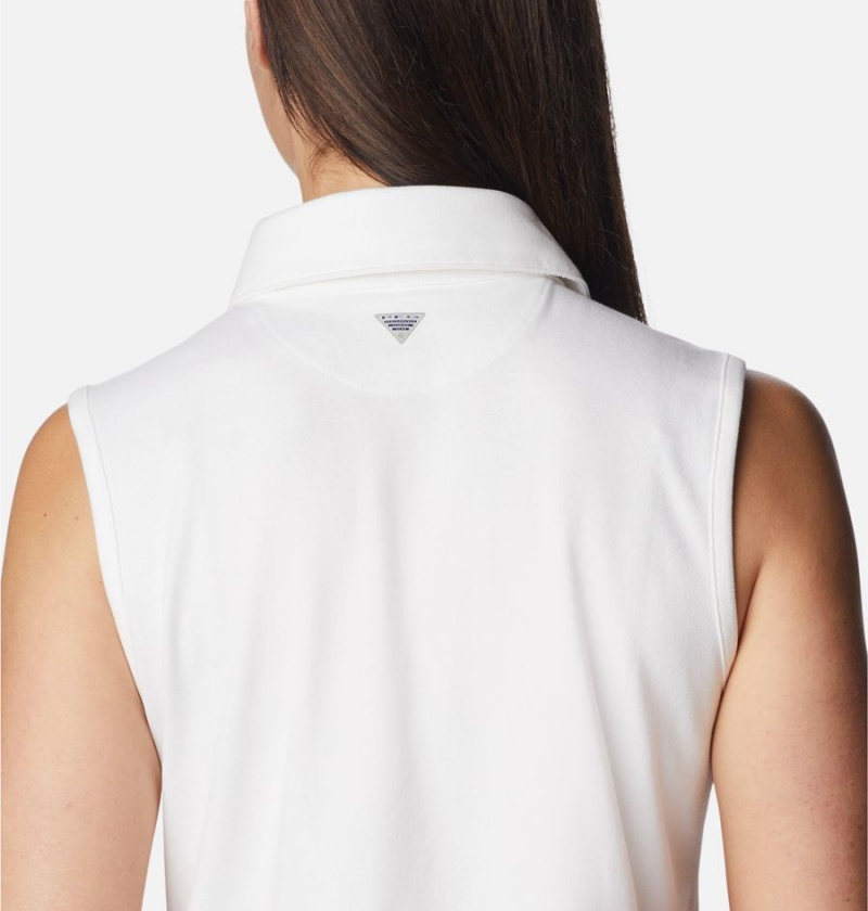 Columbia PFG Sun Drifter Sleeveless Polo Women's Tank Top White | ATQKLR-483