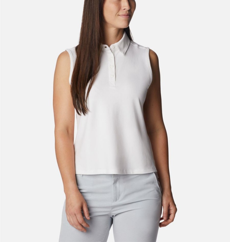 Columbia PFG Sun Drifter Sleeveless Polo Women\'s Tank Top White | ATQKLR-483