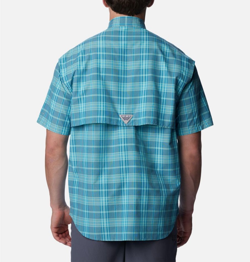 Columbia PFG Super Bahama Short Sleeve Men's Shirt Blue | JEFULH-405