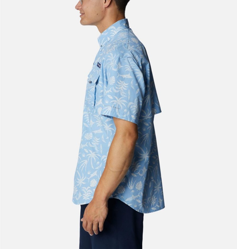Columbia PFG Super Bahama Short Sleeve Men's Shirt Blue | ZBXPUC-564