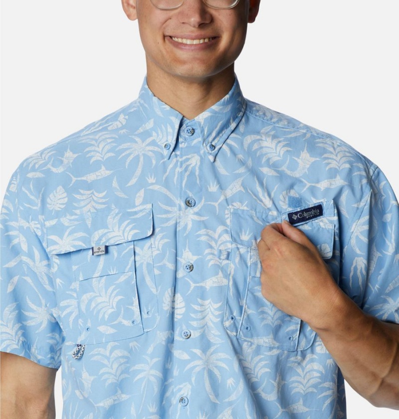 Columbia PFG Super Bahama Short Sleeve Men's Shirt Blue | ZBXPUC-564