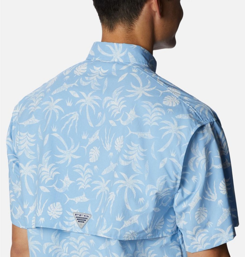 Columbia PFG Super Bahama Short Sleeve Men's Shirt Blue | ZBXPUC-564