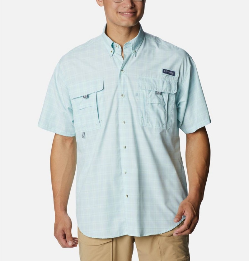 Columbia PFG Super Bahama Short Sleeve Men\'s Shirt Blue | ZQHFLW-152