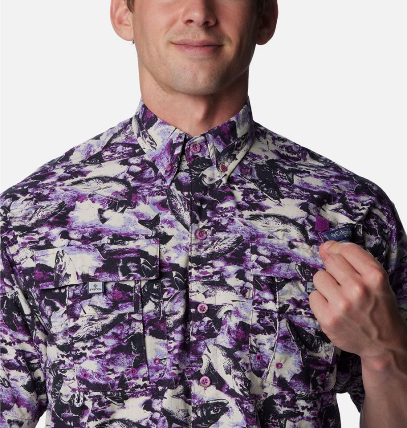 Columbia PFG Super Bahama Short Sleeve Men's Shirt Purple | GICEPF-927