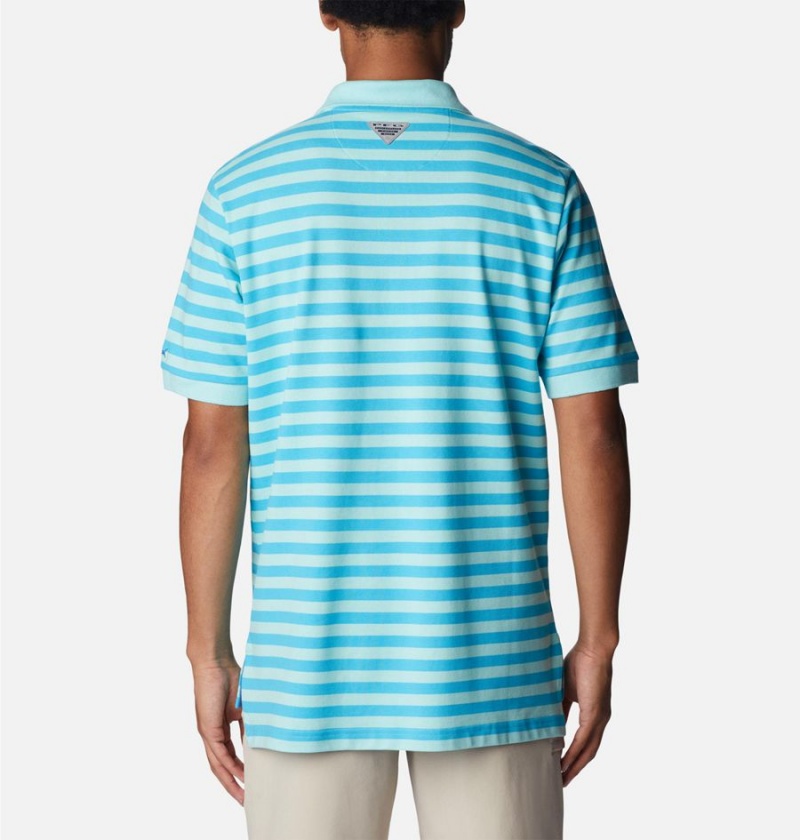 Columbia PFG Super Bonefish Pique Men's Polo Shirt Turquoise | HAGQOT-049