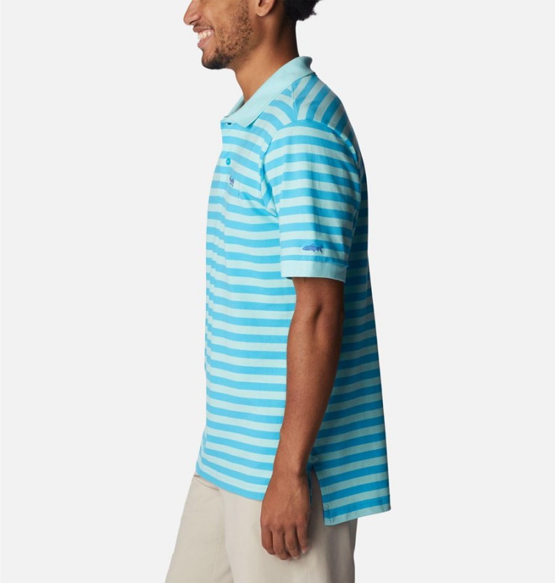 Columbia PFG Super Bonefish Pique Men's Polo Shirt Turquoise | HAGQOT-049