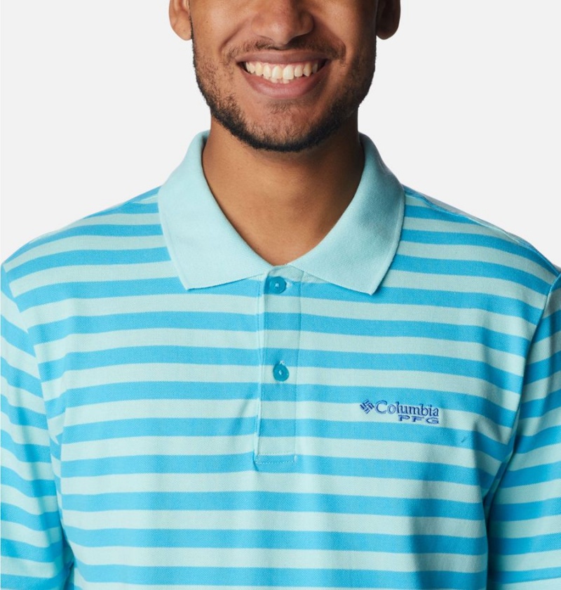 Columbia PFG Super Bonefish Pique Men's Polo Shirt Turquoise | HAGQOT-049