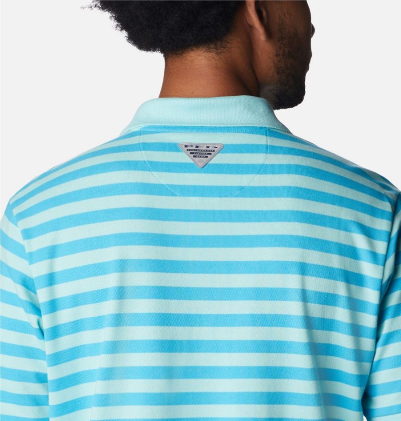 Columbia PFG Super Bonefish Pique Men's Polo Shirt Turquoise | HAGQOT-049