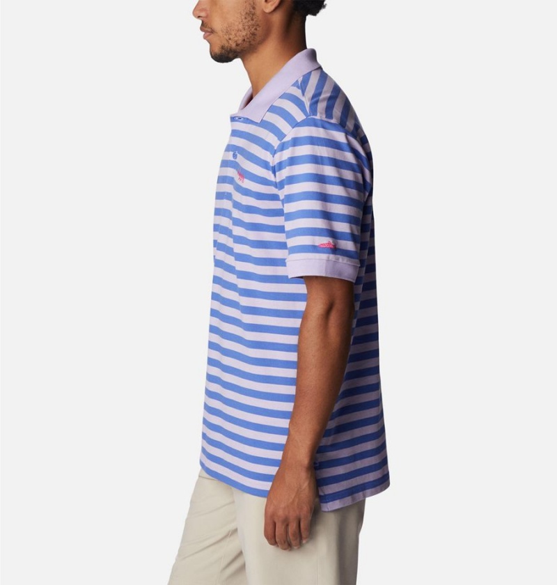 Columbia PFG Super Bonefish Pique Men's Polo Shirt Purple | STZELF-975