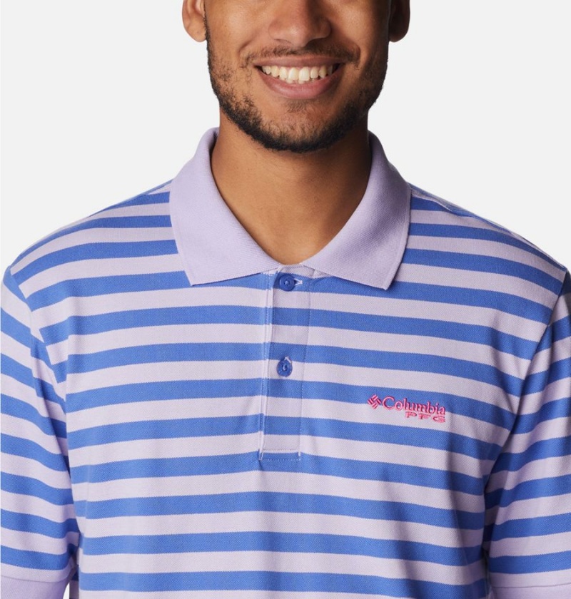 Columbia PFG Super Bonefish Pique Men's Polo Shirt Purple | STZELF-975