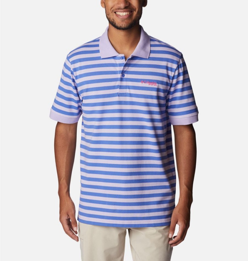 Columbia PFG Super Bonefish Pique Men\'s Polo Shirt Purple | STZELF-975
