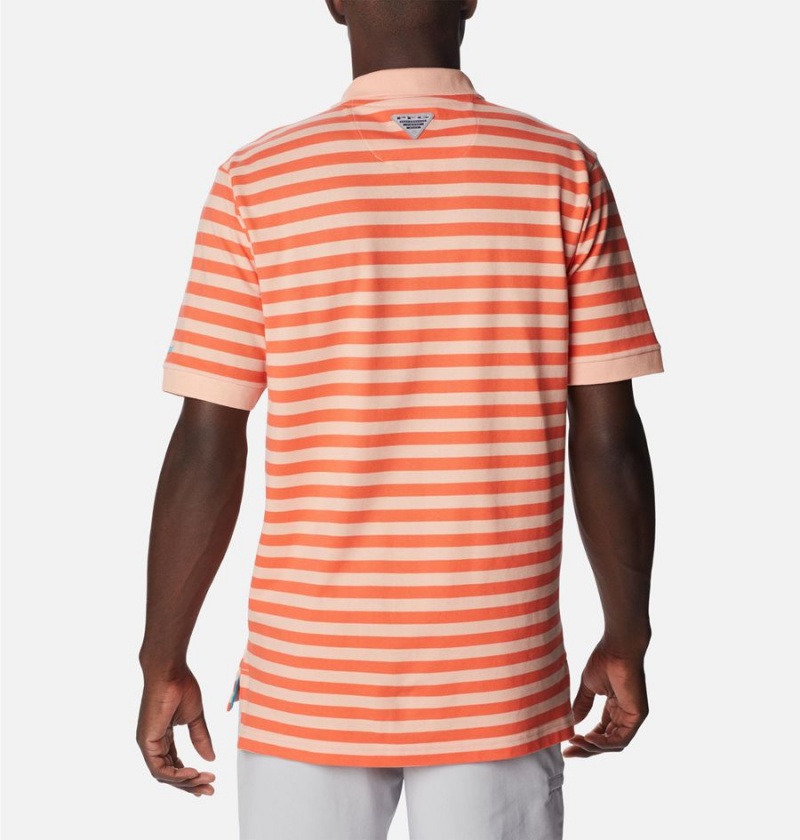 Columbia PFG Super Bonefish Pique Men's Polo Shirt Orange | DWPYXR-163
