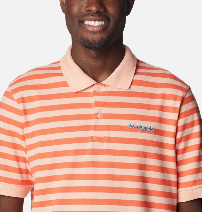Columbia PFG Super Bonefish Pique Men's Polo Shirt Orange | DWPYXR-163