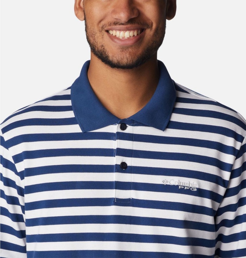 Columbia PFG Super Bonefish Pique Men's Polo Shirt Blue | RGYXPK-710