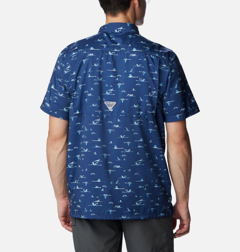 Columbia PFG Super Slack Tide Camp Men's Shirt Blue | MAETVP-786