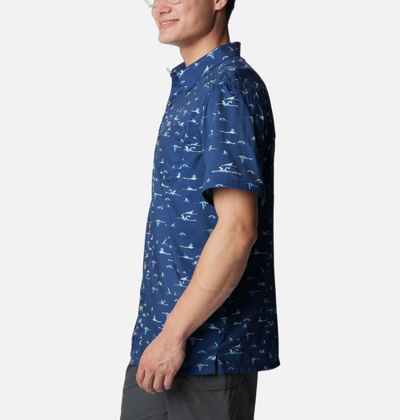 Columbia PFG Super Slack Tide Camp Men's Shirt Blue | MAETVP-786