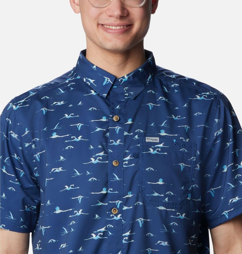 Columbia PFG Super Slack Tide Camp Men's Shirt Blue | MAETVP-786