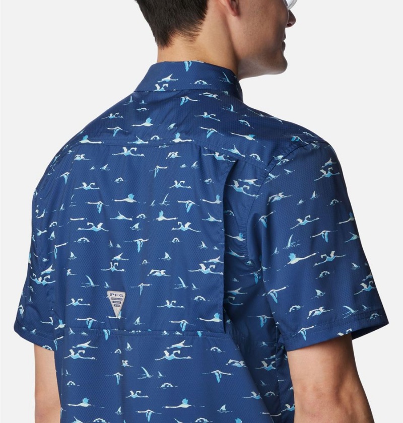 Columbia PFG Super Slack Tide Camp Men's Shirt Blue | MAETVP-786