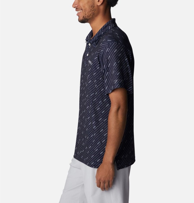 Columbia PFG Super Slack Tide Stretch Men's Polo Shirt Navy | DNXIHO-894