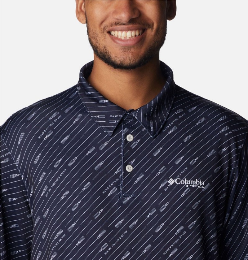 Columbia PFG Super Slack Tide Stretch Men's Polo Shirt Navy | DNXIHO-894