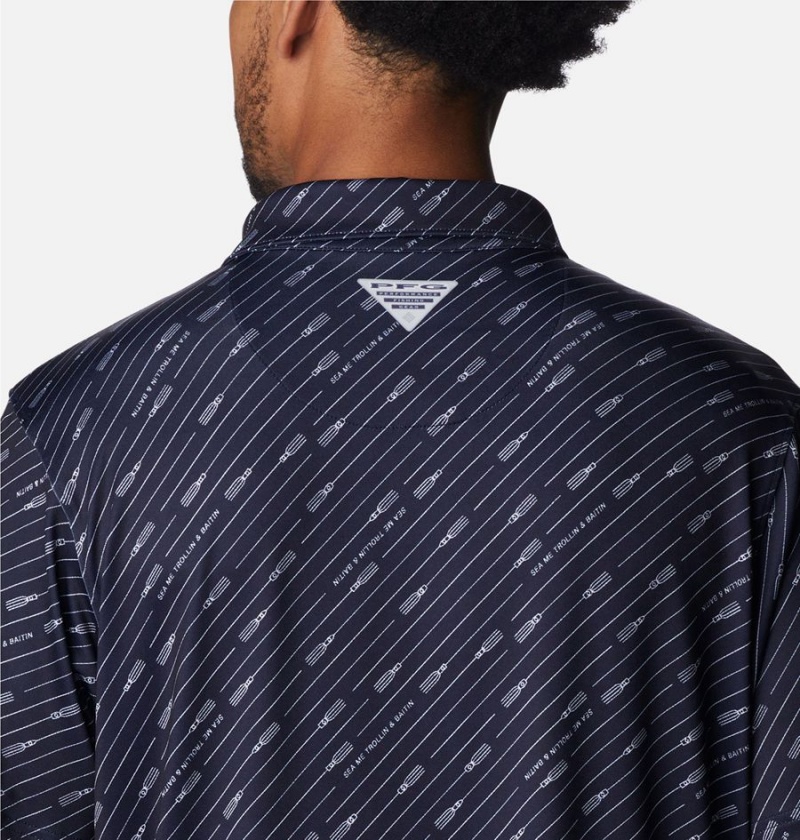 Columbia PFG Super Slack Tide Stretch Men's Polo Shirt Navy | DNXIHO-894