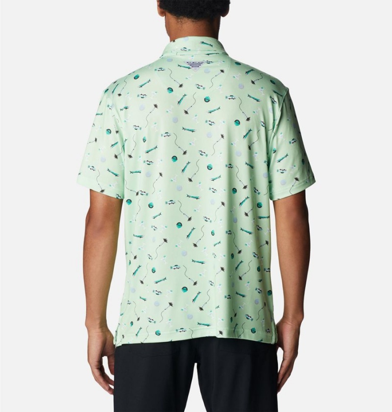 Columbia PFG Super Slack Tide Stretch Men's Polo Shirt Green | DTCEHJ-540
