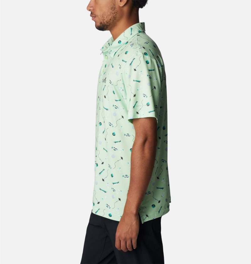 Columbia PFG Super Slack Tide Stretch Men's Polo Shirt Green | DTCEHJ-540