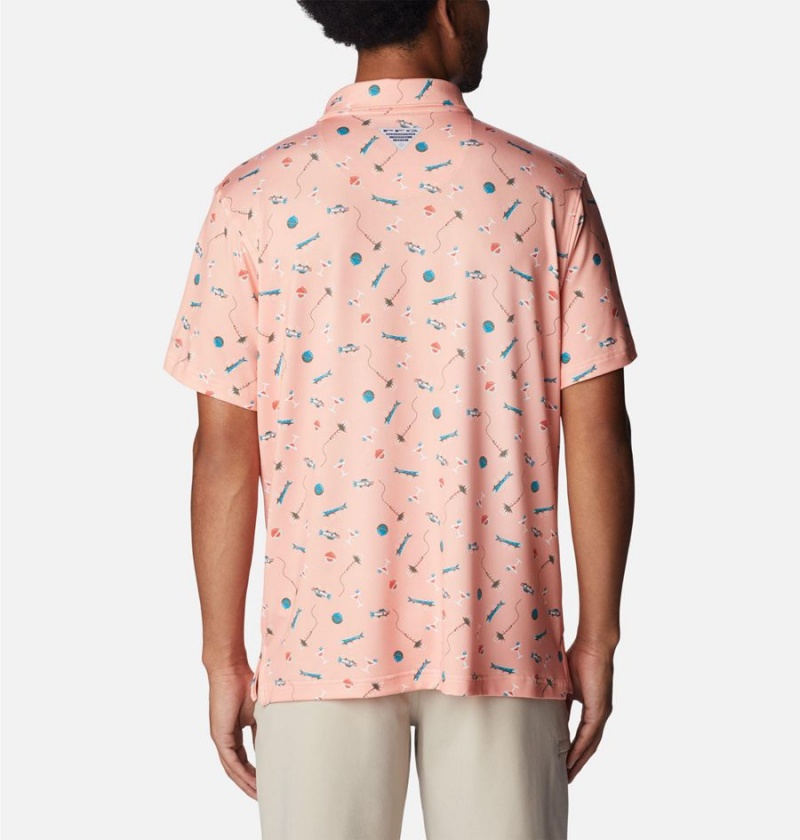 Columbia PFG Super Slack Tide Stretch Men's Polo Shirt Pink | BKNGOP-817