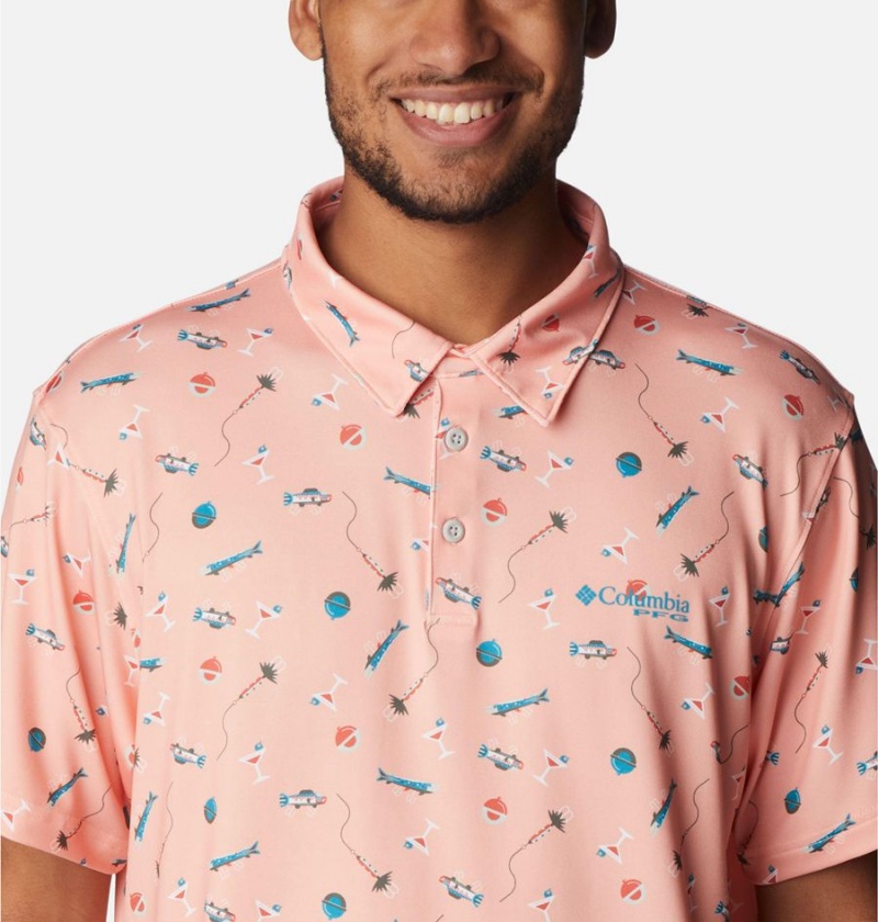Columbia PFG Super Slack Tide Stretch Men's Polo Shirt Pink | BKNGOP-817
