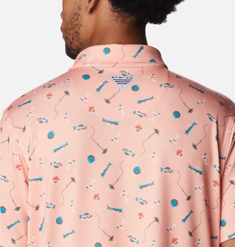 Columbia PFG Super Slack Tide Stretch Men's Polo Shirt Pink | BKNGOP-817