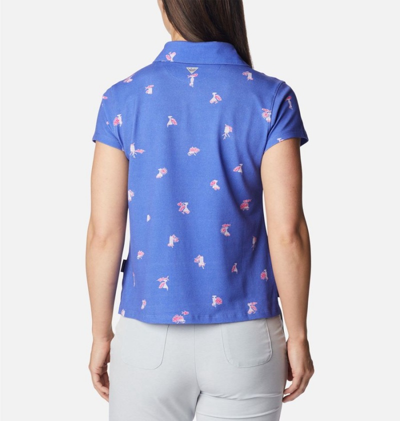 Columbia PFG Super Sun Drifter Short Sleeve Polo Women's T-Shirt Purple | TCMLNQ-591