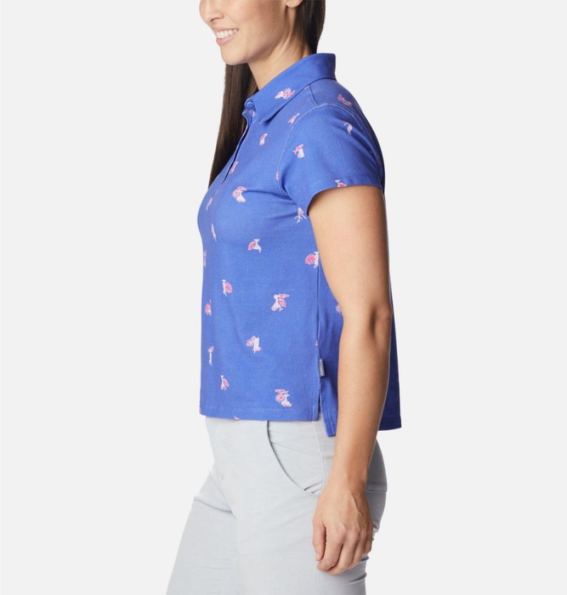Columbia PFG Super Sun Drifter Short Sleeve Polo Women's T-Shirt Purple | TCMLNQ-591