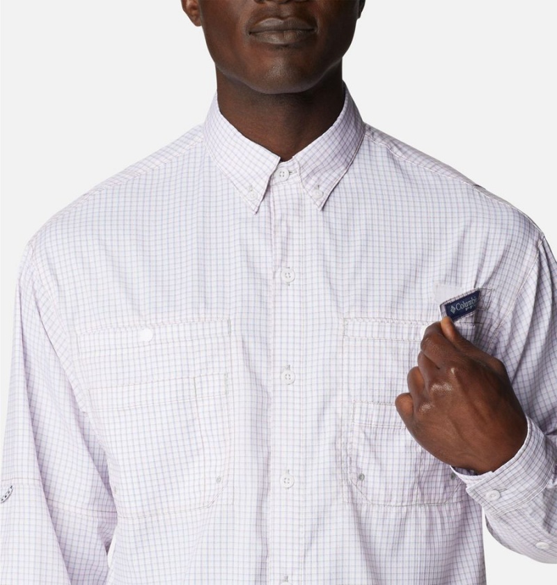 Columbia PFG Super Tamiami Long Sleeve Men's Shirt White | QWXKDG-140