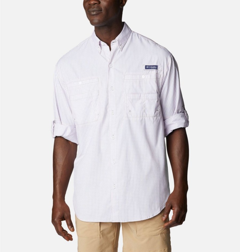 Columbia PFG Super Tamiami Long Sleeve Men's Shirt White | QWXKDG-140