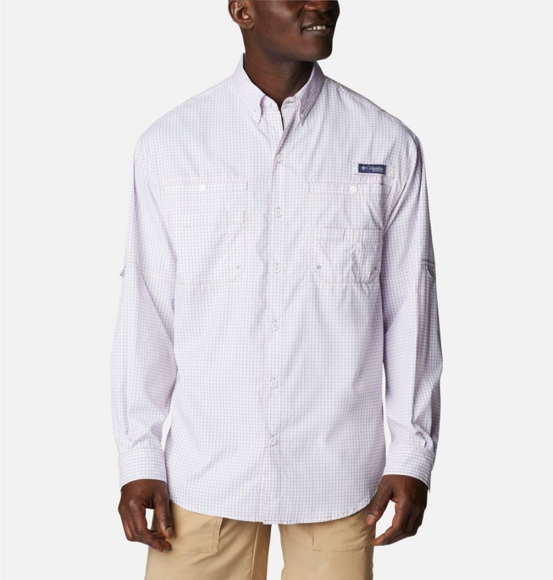 Columbia PFG Super Tamiami Long Sleeve Men\'s Shirt White | QWXKDG-140