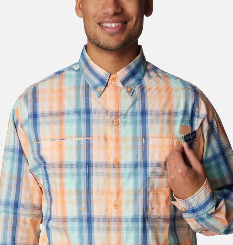 Columbia PFG Super Tamiami Long Sleeve Men's Shirt Orange | YDAHWC-793